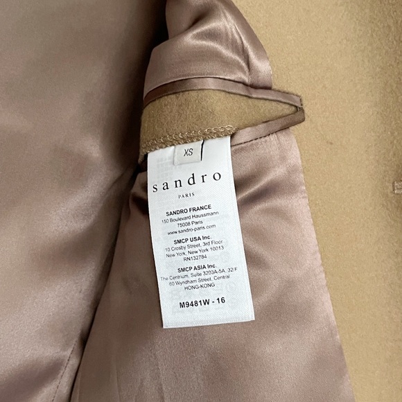 Sandro - Men’s - Beige / Caramel Wool Coat - Picture 6 of 7